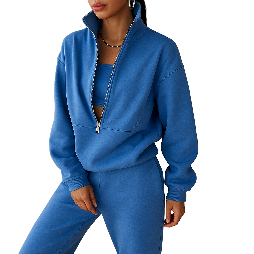 Women's Half-Zip Sweatshirt & Jogger Set | Relaxed Athleisure Wear | Loïs