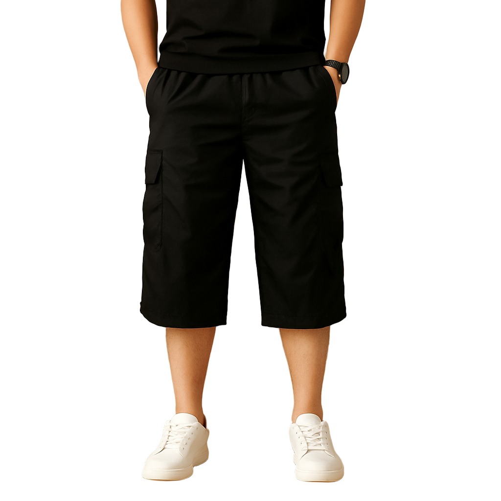 Men's Long Cotton Cargo Shorts | Relaxed Fit Multi-Pocket | Marcus