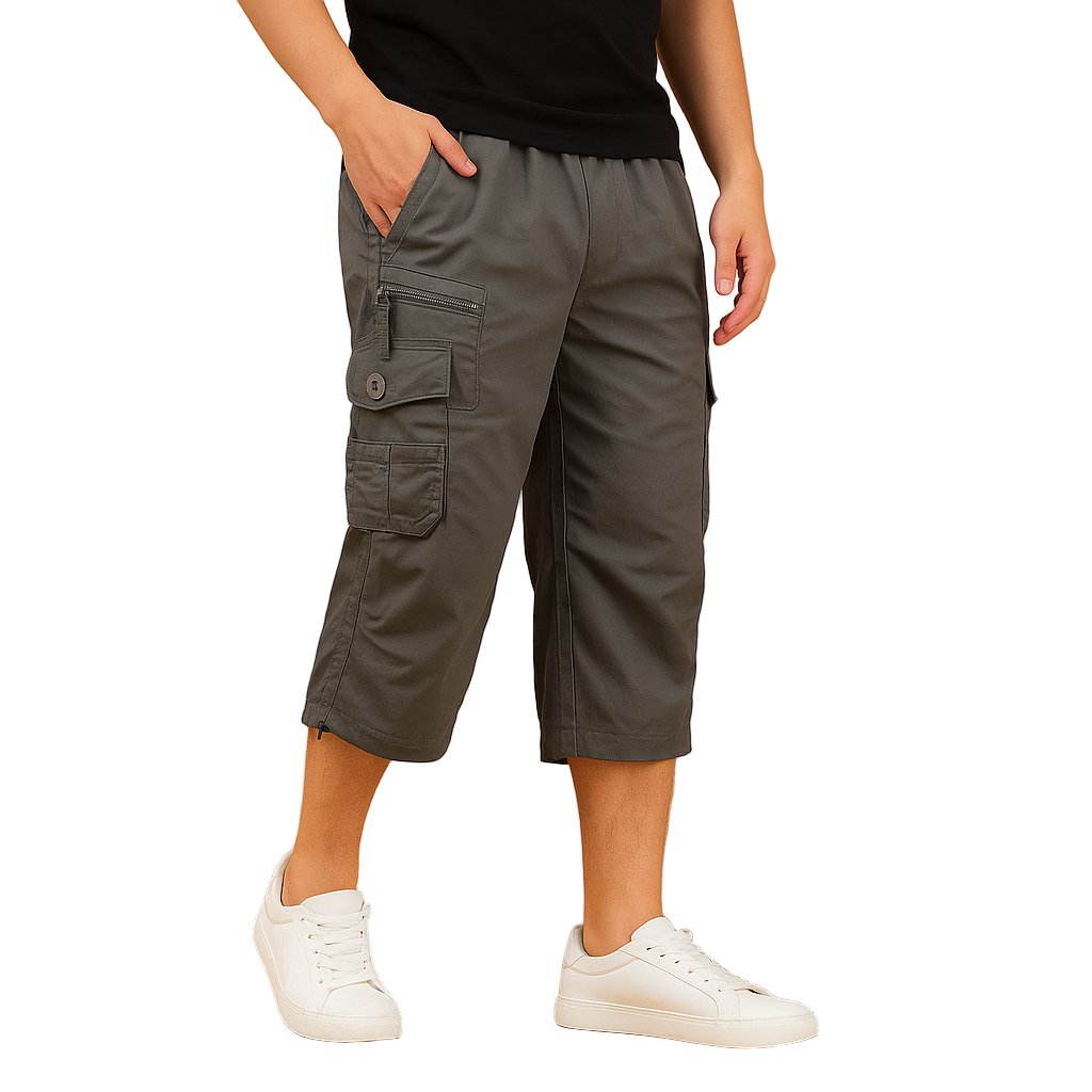 Men's Long Cotton Cargo Shorts | Relaxed Fit Multi-Pocket | Marcus