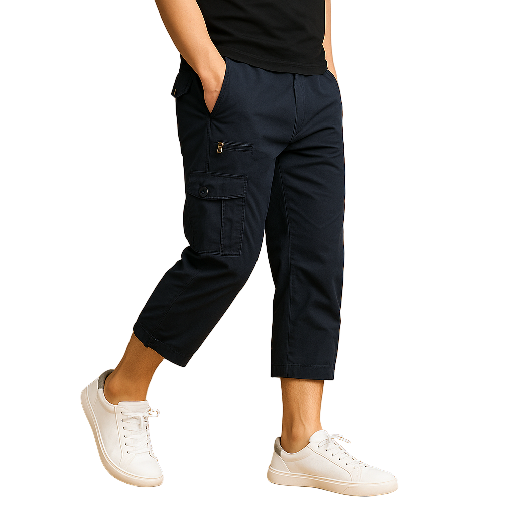 Men's Long Cotton Cargo Shorts | Relaxed Fit Multi-Pocket | Marcus