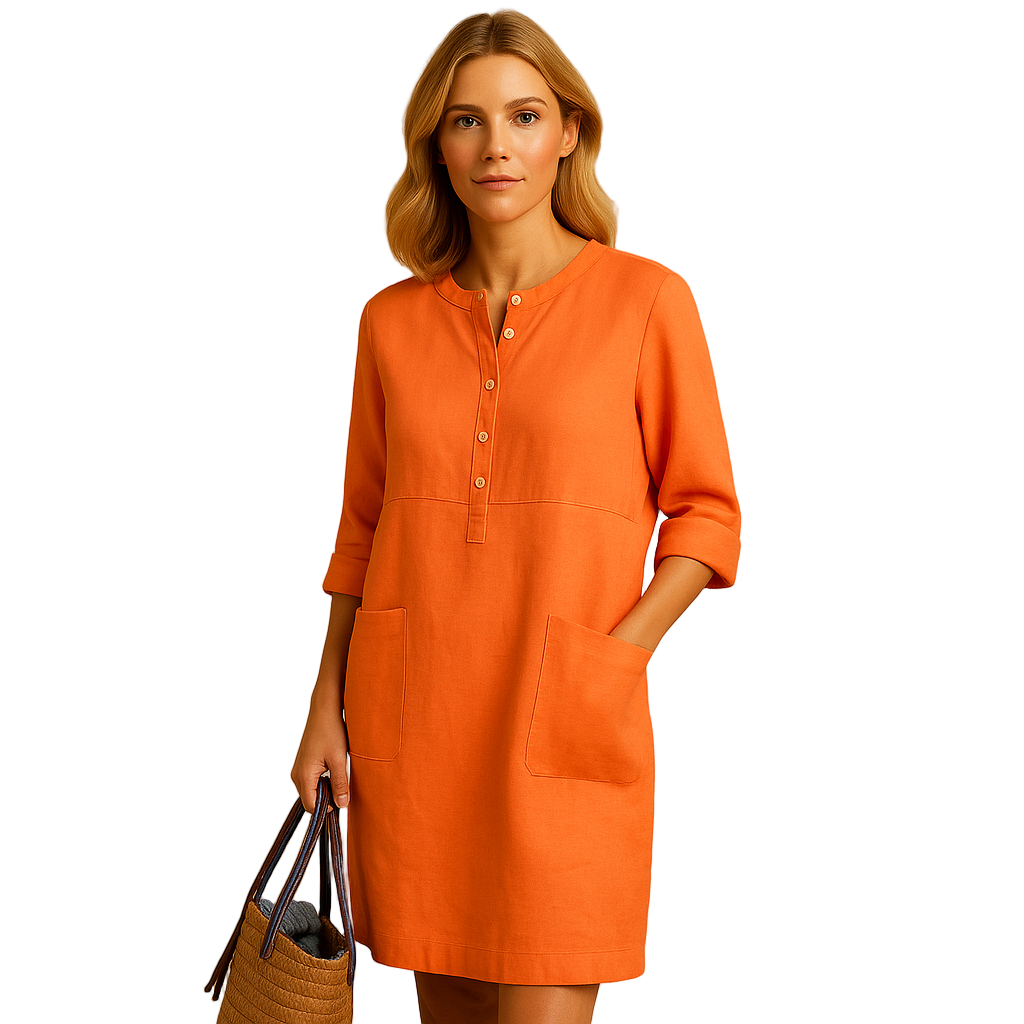Women's Relaxed Button-Down Dress | Long Casual Dress with Pockets | Hazel