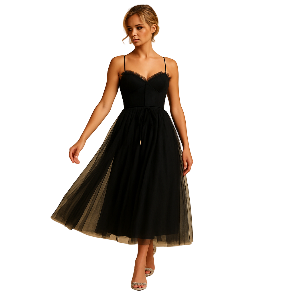 Women's Sleeveless Chiffon Maxi Dress | Tulle Overlay Formal Gown | Amara