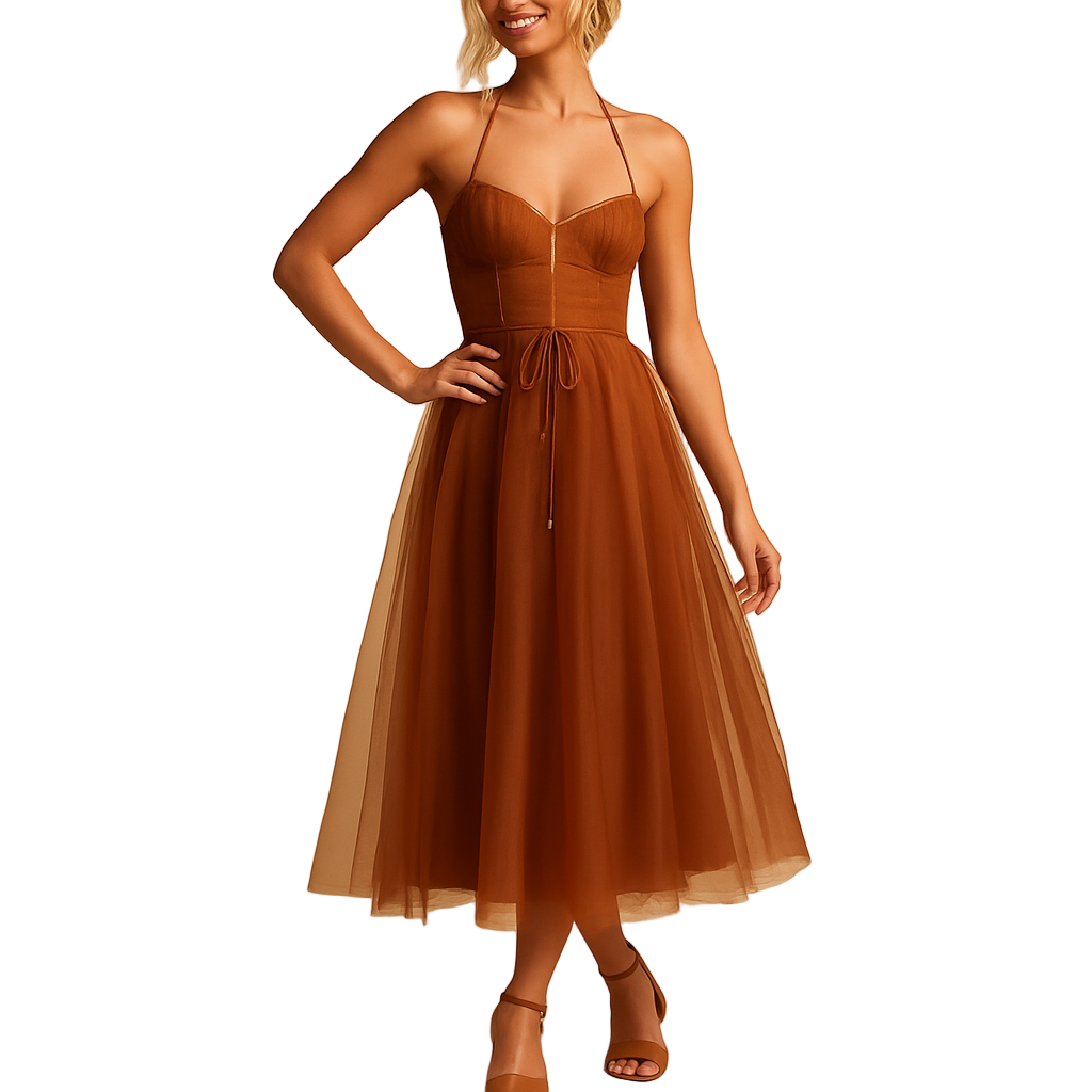 Women's Sleeveless Chiffon Maxi Dress | Tulle Overlay Formal Gown | Amara