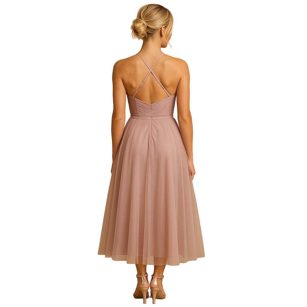 Women's Sleeveless Chiffon Maxi Dress | Tulle Overlay Formal Gown | Amara
