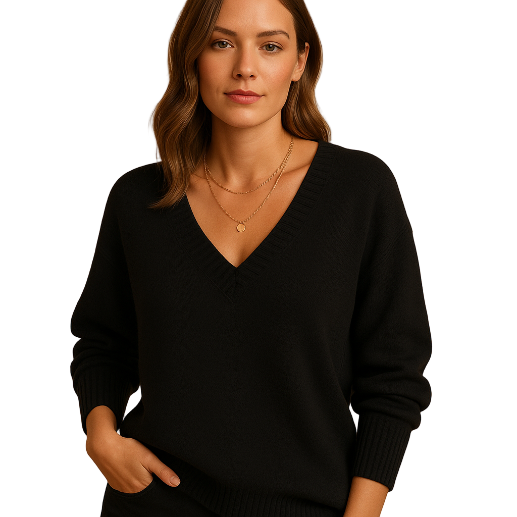 Women's Soft Knit V-Neck Sweater | Breathable Everyday Knit | Alina