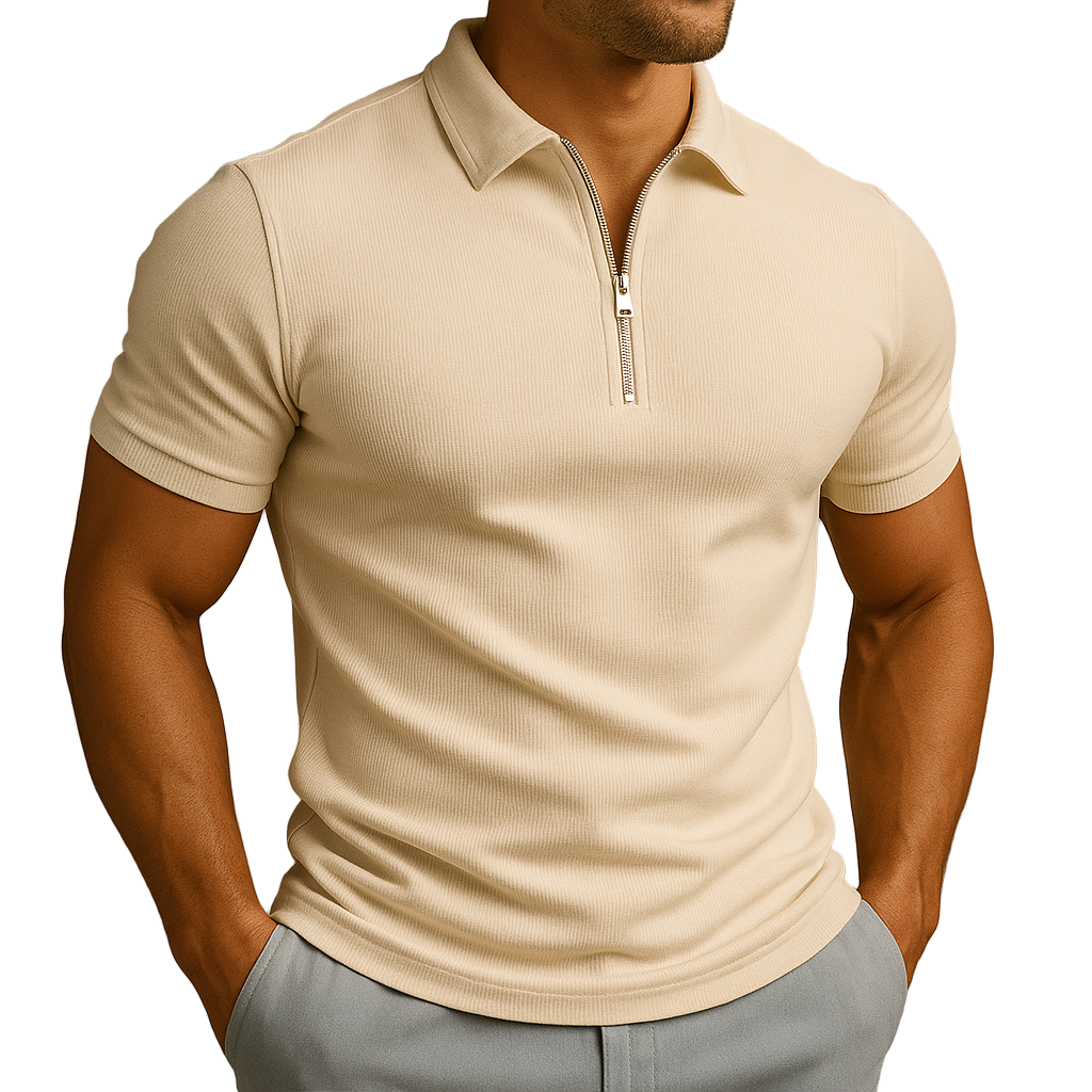 Men's Zip Neck Polo Shirt | Slim Fit Breathable Fabric | Mason