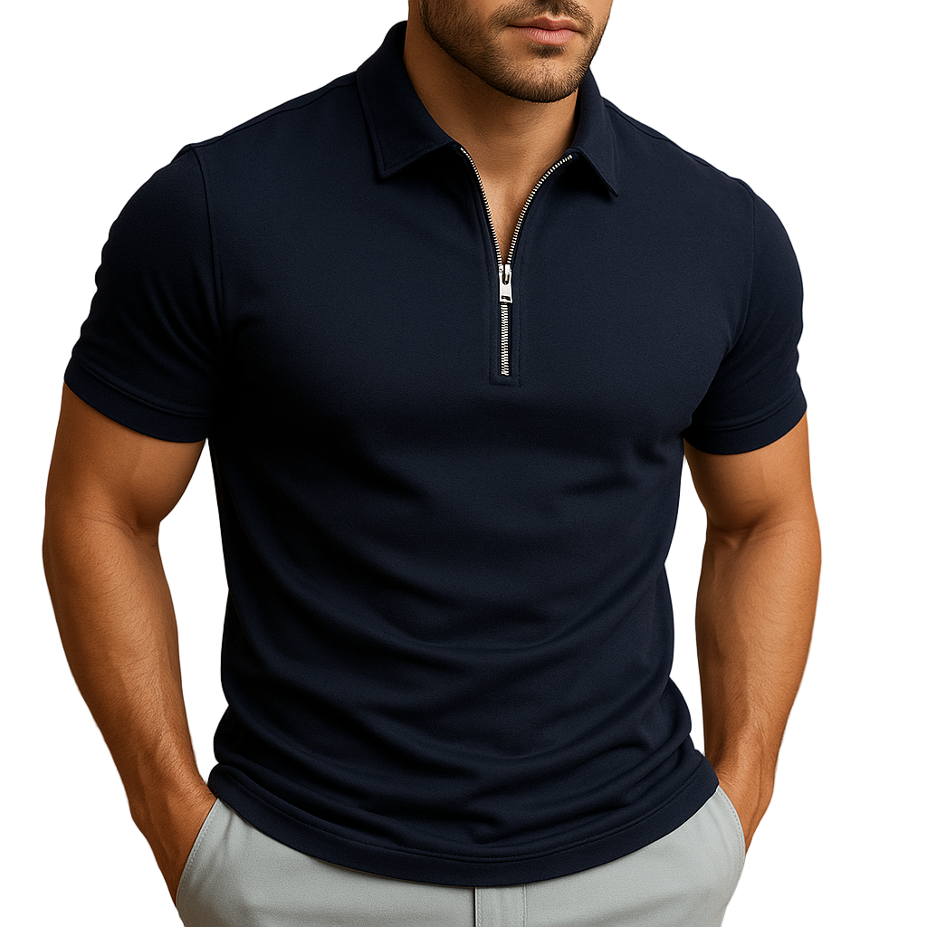 Men's Zip Neck Polo Shirt | Slim Fit Breathable Fabric | Mason