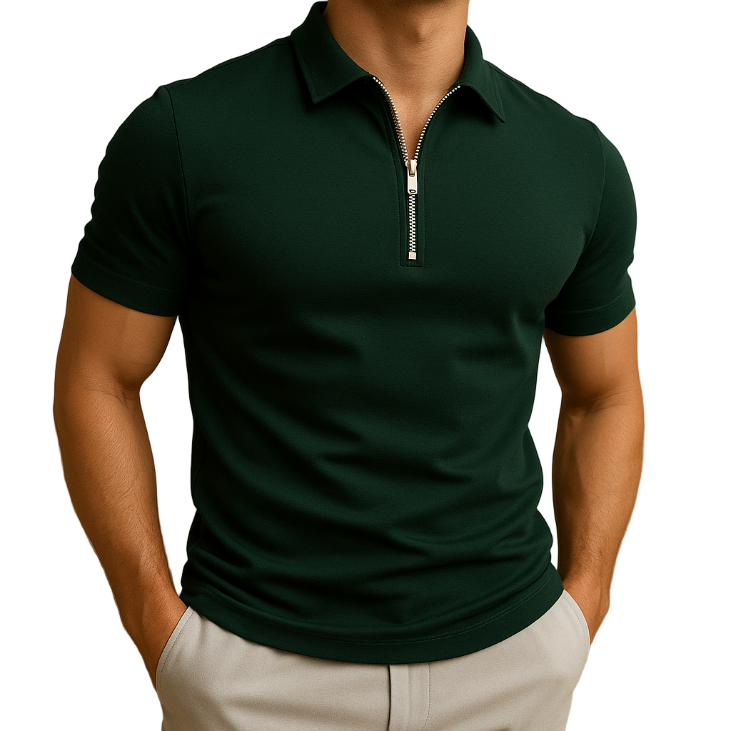 Men's Zip Neck Polo Shirt | Slim Fit Breathable Fabric | Mason