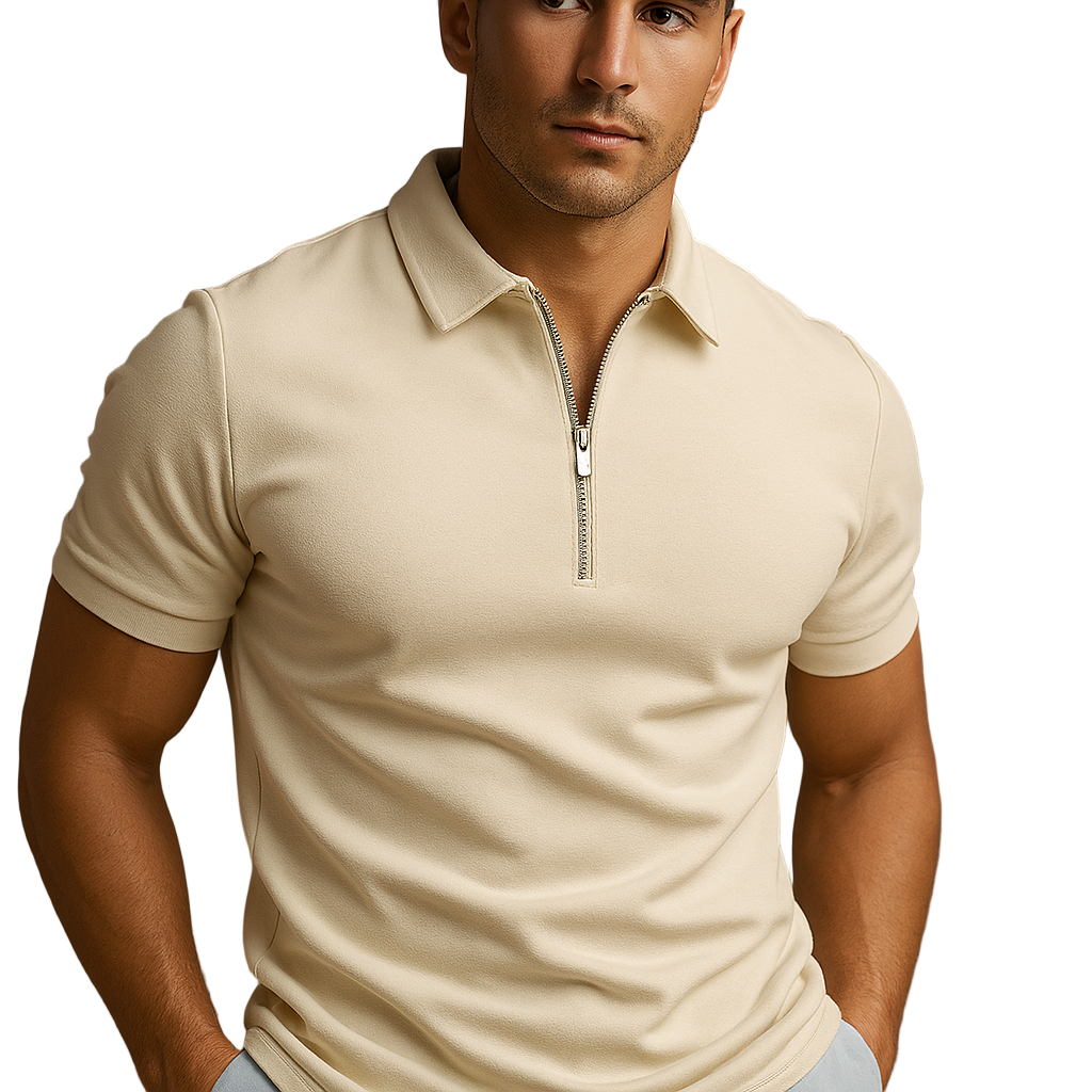 Men's Zip Neck Polo Shirt | Slim Fit Breathable Fabric | Mason
