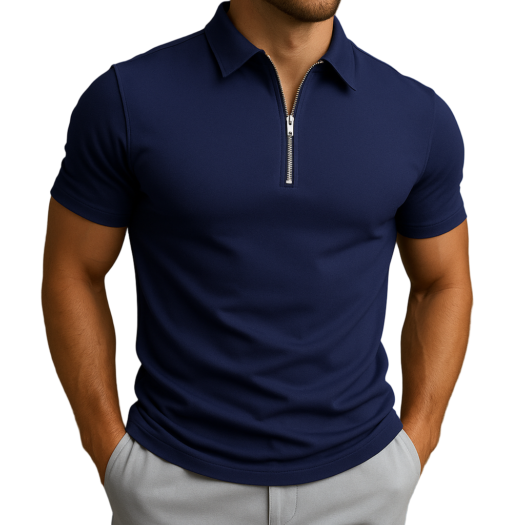 Men's Zip Neck Polo Shirt | Slim Fit Breathable Fabric | Mason