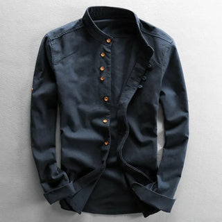 Aiden Mandarin Collar Long Sleeve Shirt