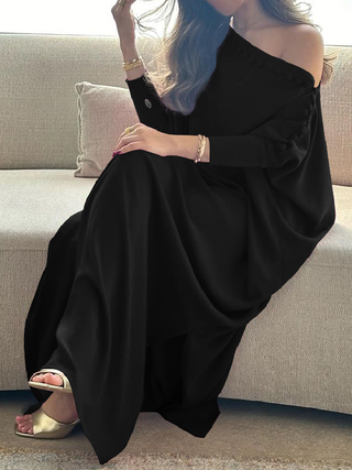 H-Line Buttoned Maxi Dress | Eloria