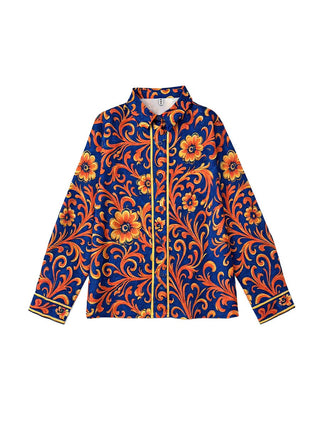 Floral Buttoned Lapel Blouse | Arlena