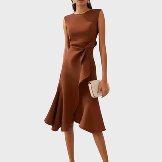 Draped Asymmetric Midi Dress | Sheila