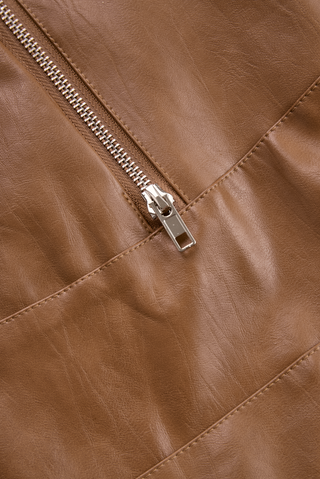 Vintage Lapel Zipper Faux Leather Jacket | Harper