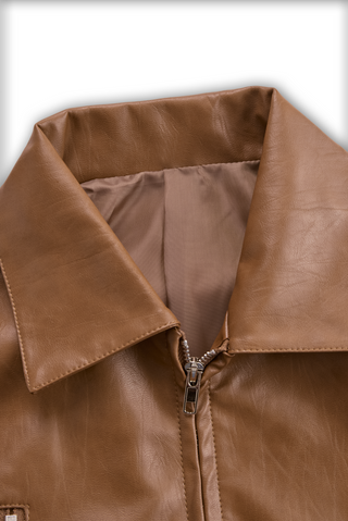 Vintage Lapel Zipper Faux Leather Jacket | Harper