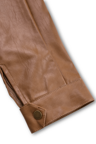 Vintage Lapel Zipper Faux Leather Jacket | Harper