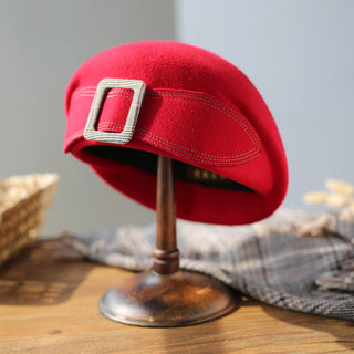 Classic Buckle Detail Winter Beret | Elowyn