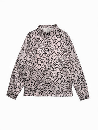 Contrast Snakeskin Lapel Blouse | Arlena