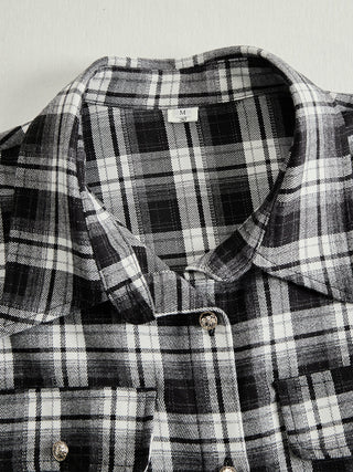 Retro Ethnic Lapel Plaid Maxi Dress with Belt