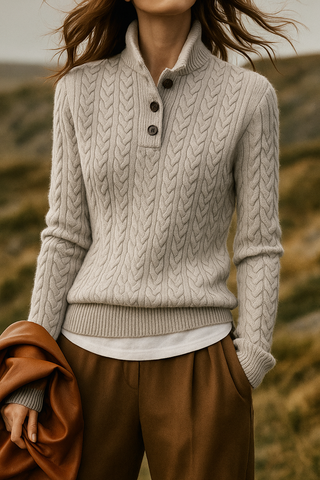 Arden Cable-Knit Button-Up Sweater