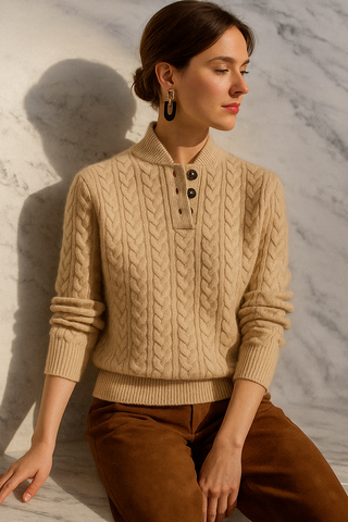 Arden Cable-Knit Button-Up Sweater