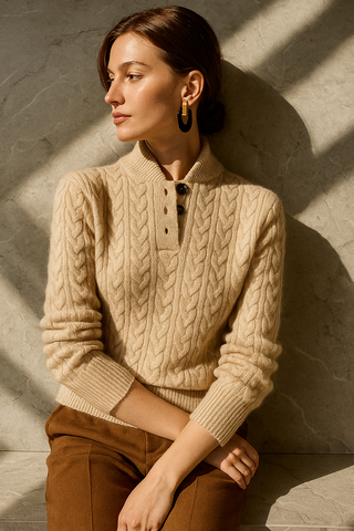 Arden Cable-Knit Button-Up Sweater