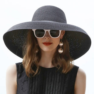 Black Wide Brim Summer Straw Hat | Solara
