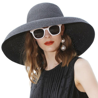 Black Wide Brim Summer Straw Hat | Solara