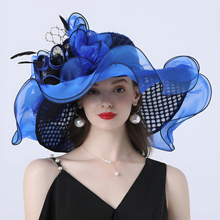 Wide Brim Organza Hat with Silk Flower | Bellarose