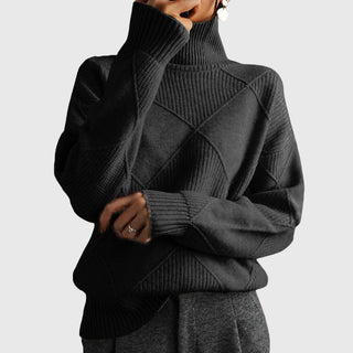 Geometric Turtleneck Sweater – Refined Modern Silhouette | Angela