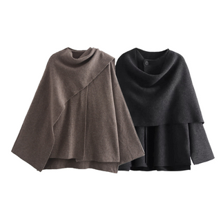 Emma Asymmetric Wool Poncho – Elegant Winter Layer