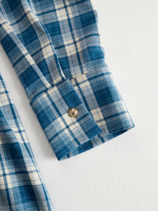 Retro Ethnic Lapel Plaid Maxi Dress with Belt