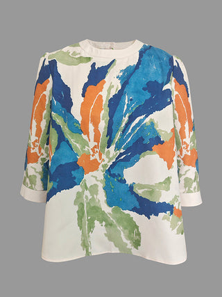 Floral Contrast Button T-Shirt – Relaxed Modern Silhouette | Virella