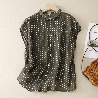 Irena Polka Dot Linen Blouse