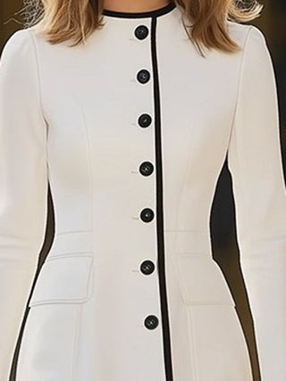 Elara Light Luxury Contrasting Hem Dress | Round Neck