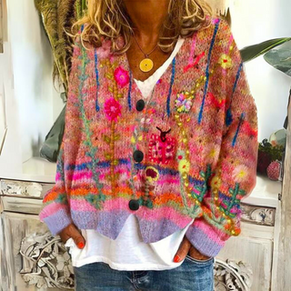 Elisa Bohemian Embroidered Cardigan – Multicolor Relaxed Fit