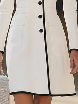 Elara Light Luxury Contrasting Hem Dress | Round Neck