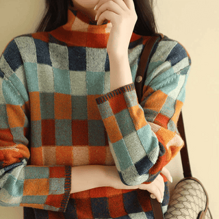 Soft Cashmere Patchwork Turtleneck Sweater | Armand