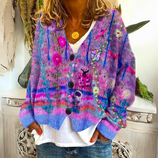 Elisa Bohemian Embroidered Cardigan – Multicolor Relaxed Fit