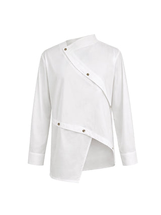 Long Sleeve Asymmetric Buttoned Split-Front Blouse | Elara