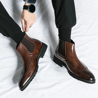 Alden Genuine Leather Chelsea Boots | Timeless Brogue Detail