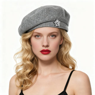 Rhinestone Accent Felt Beret | Mirelle