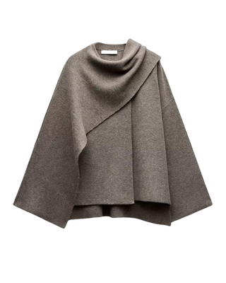 Emma Asymmetric Wool Poncho – Elegant Winter Layer