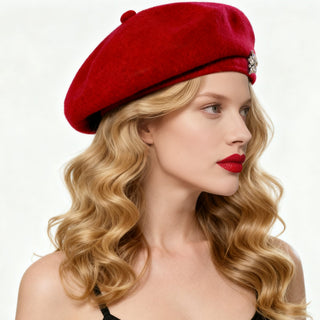 Rhinestone Accent Felt Beret | Mirelle
