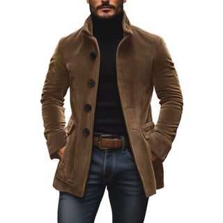 Emerson Corduroy Coat – Slim Fit with Stand Collar