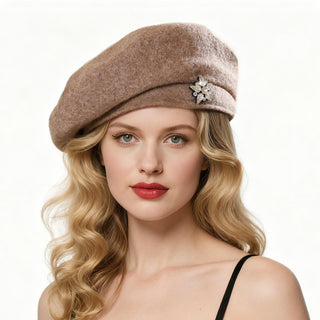 Rhinestone Accent Felt Beret | Mirelle