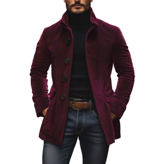 Emerson Corduroy Coat – Slim Fit with Stand Collar