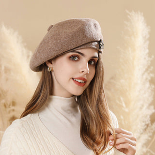 Rhinestone Accent Felt Beret | Mirelle