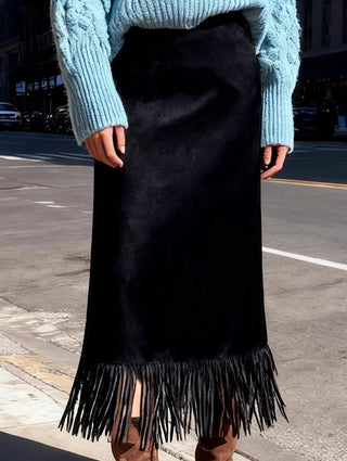 Tassel H-Line Midi Skirt for Women | Elara